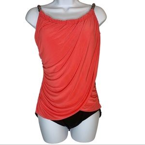 AQUA GREEN Draped Front One Piece Suit Sz S